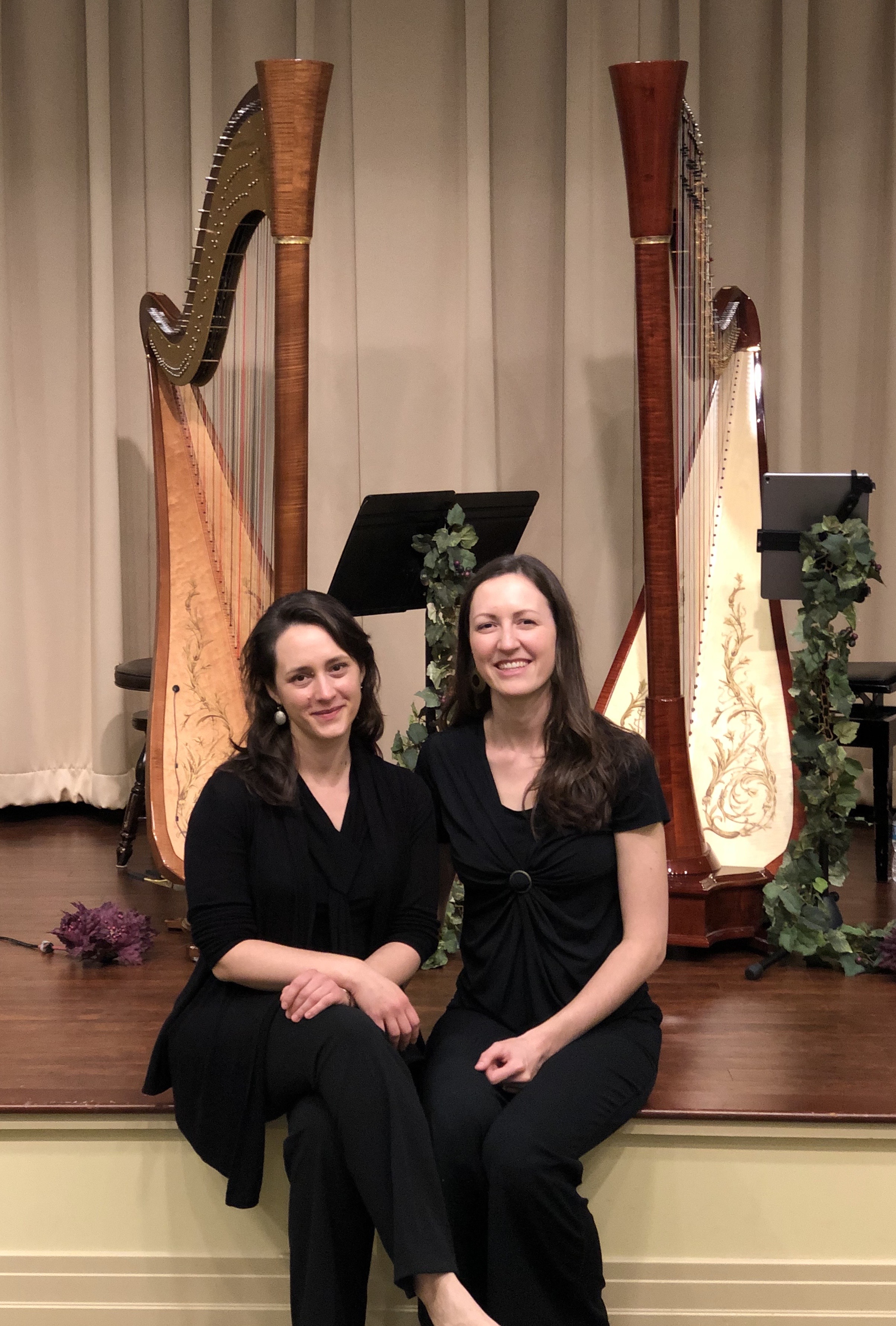 Atlantic Harp Duo at their final concert of the 2020 tour